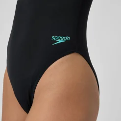 Maillot de bain Femme Racer Zip avec soutien-gorge intégré noir