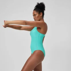 Maillot de bain Femme Solid à col haut turquoise