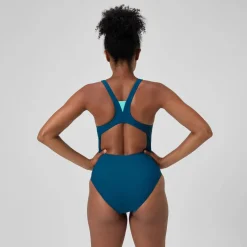 Maillot de bain Femme Solid à col haut sarcelle foncé