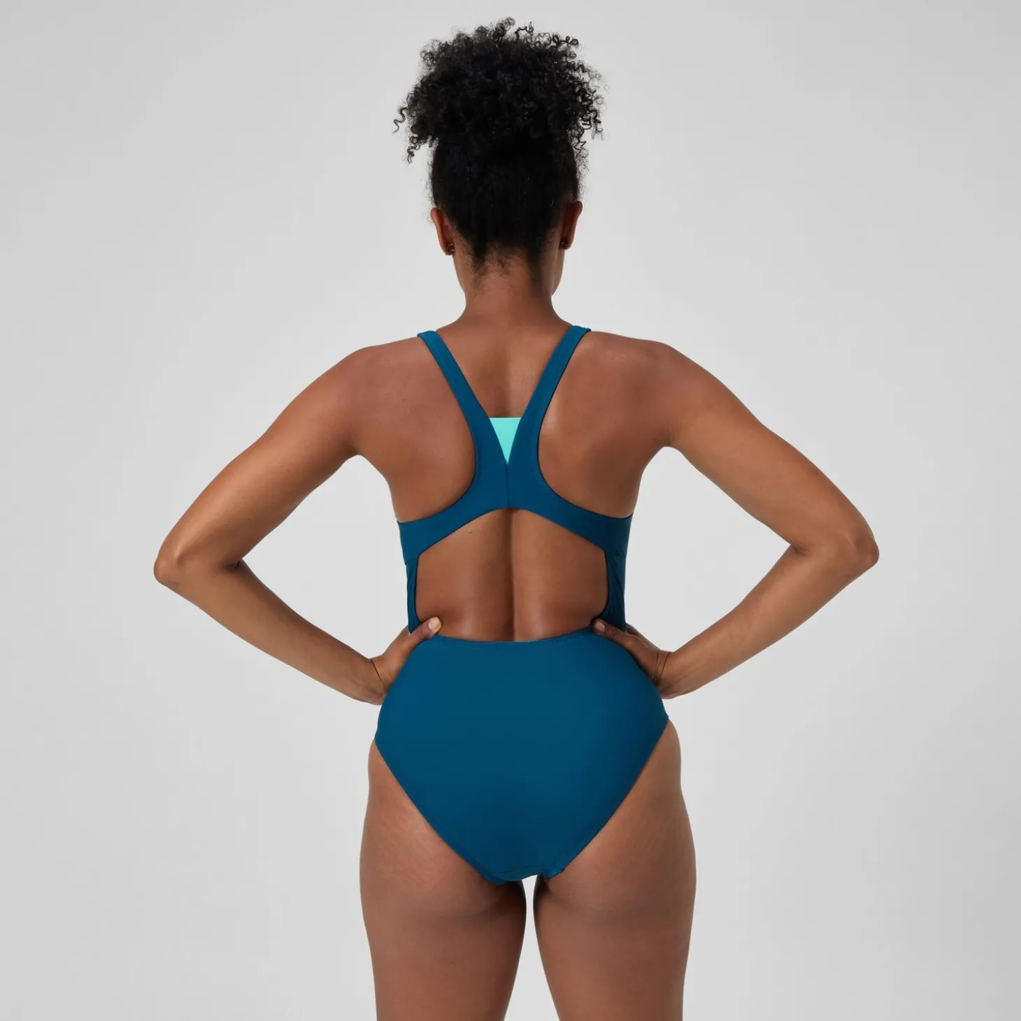 Maillot de bain Femme Solid à col haut sarcelle foncé