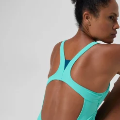 Maillot de bain Femme Solid à col haut turquoise