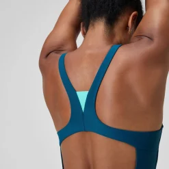 Maillot de bain Femme Solid à col haut sarcelle foncé