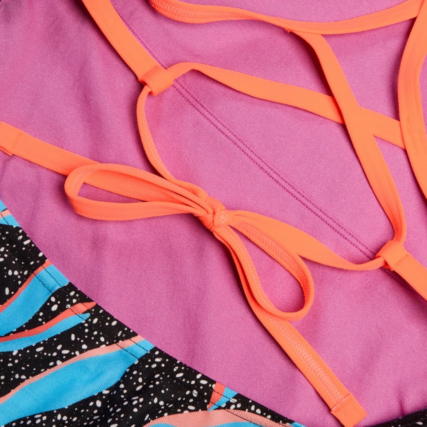 Maillot de bain Femmes à nouer dans le dos Allover Digital pour Femmes Noir/Bleu picton/Rouge sirène
