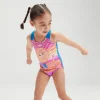 Maillot de bain Fille à imprimé numérique Orange/Violet