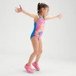 Maillot de bain Fille à imprimé numérique Orange/Violet