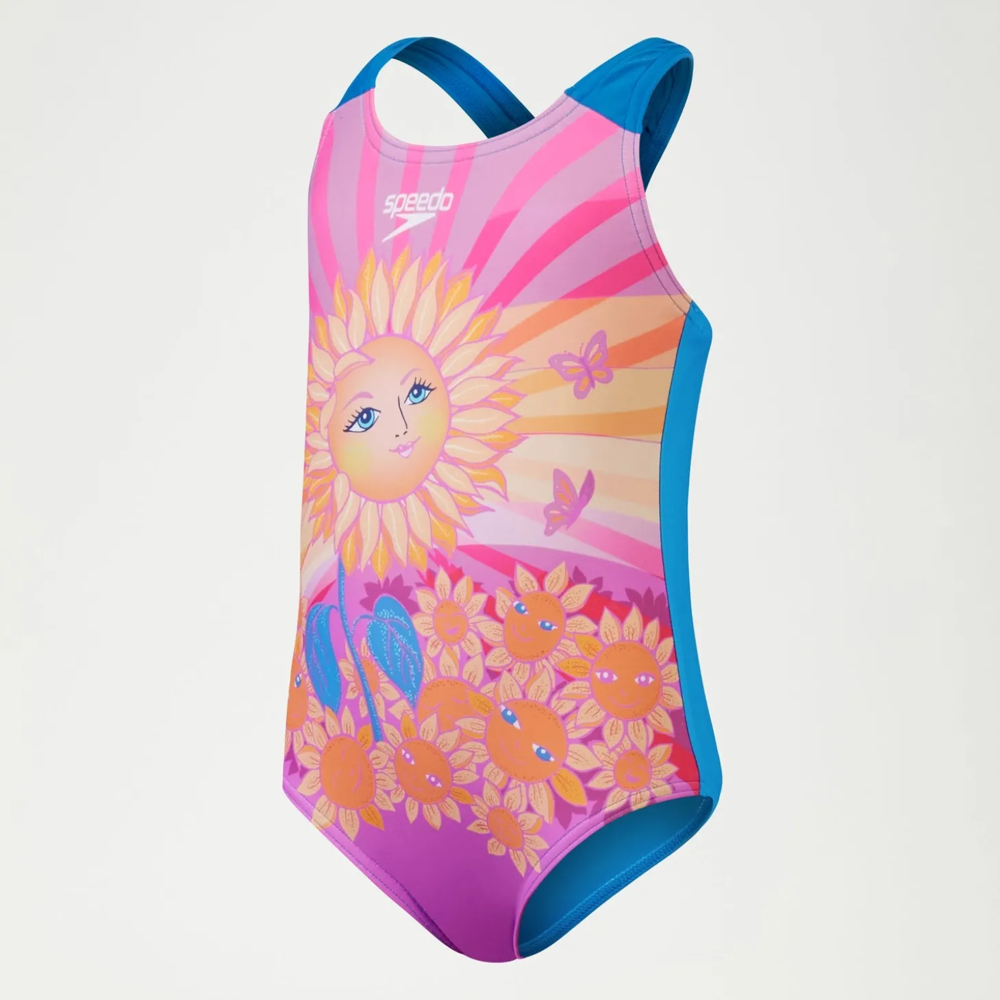 Maillot de bain Fille à imprimé numérique Orange/Violet