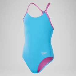Maillot de bain fille avec dos Lane Line uni pour Filles Bleu picton