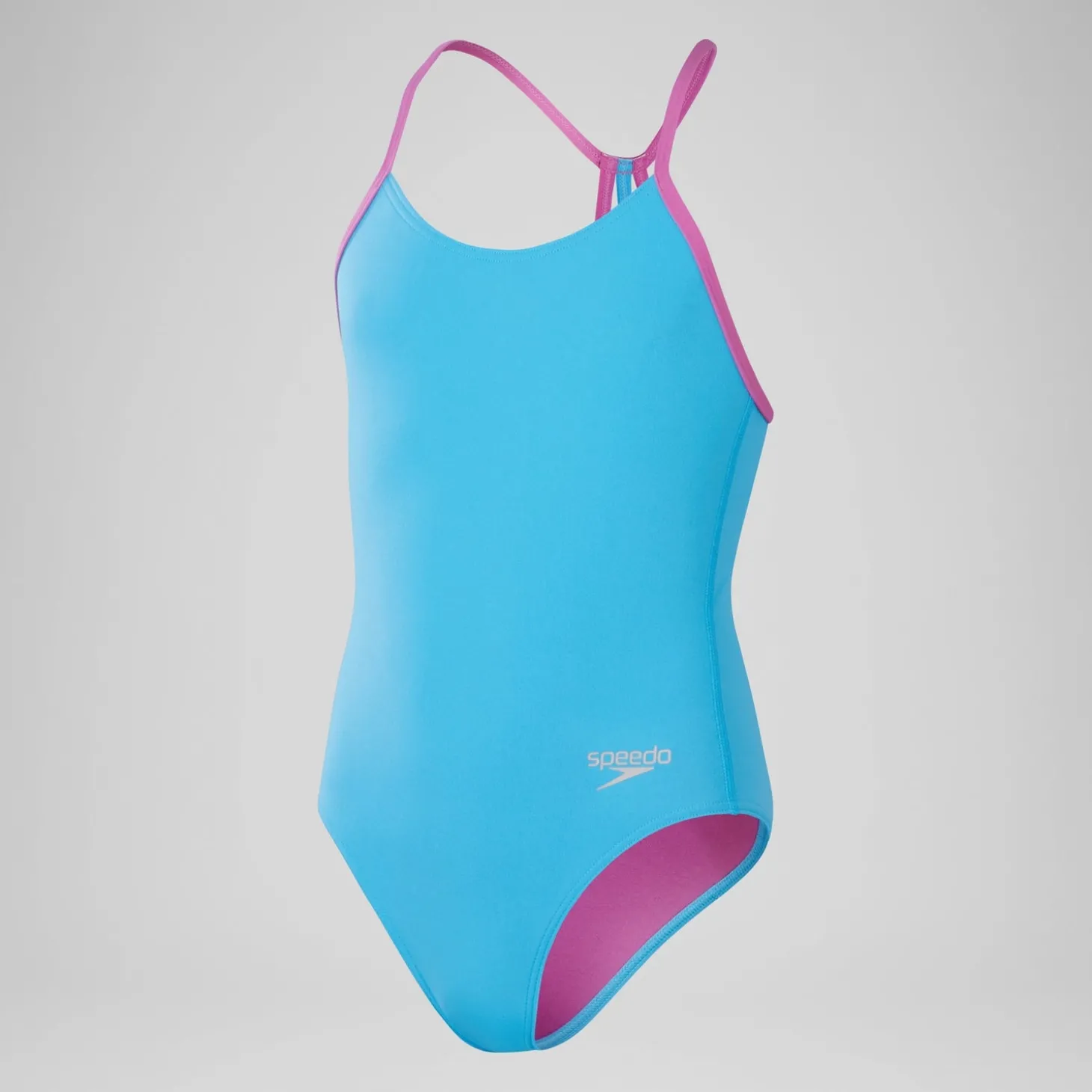 Maillot de bain fille avec dos Lane Line uni pour Filles Bleu picton