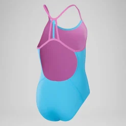 Maillot de bain fille avec dos Lane Line uni pour Filles Bleu picton