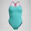 Maillot de bain Fille Club Training Solid Lane Line Back turquoise/rose