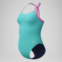 Maillot de bain Fille Club Training Solid Lane Line Back turquoise/rose