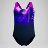 Maillot de bain Fille Digital Placement Splashback bleu marine/rose