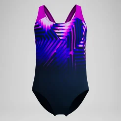 Maillot de bain Fille Digital Placement Splashback bleu marine/rose