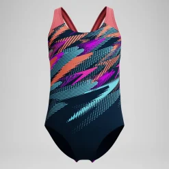 Maillot de bain Fille Digital Placement Splashback sarcelle foncé/corail