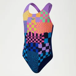 Maillot de bain Fille Digital Placement Splashback bleu marine/rose