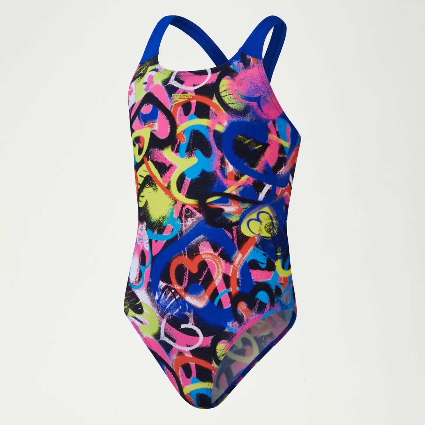 Maillot de bain Fille Digital Allover Powerback bleu/rose