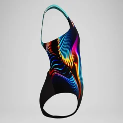 Maillot de bain Fille Digital Placement Powerback noir/bleu
