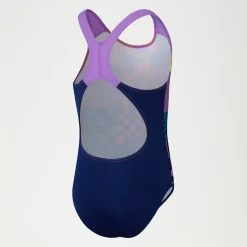 Maillot de bain Fille Digital Placement Splashback bleu marine/rose