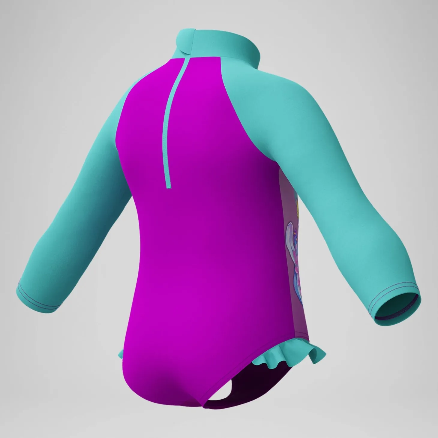 Maillot de bain Fille Digital à manches longues rose/vert
