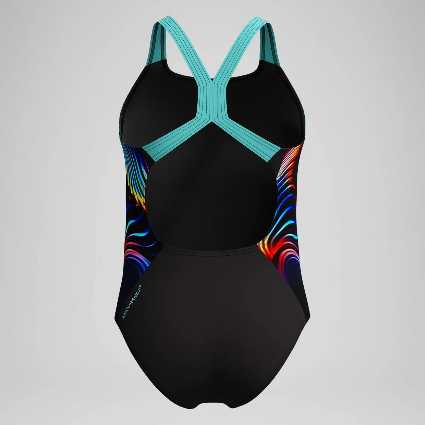 Maillot de bain Fille Digital Placement Powerback noir/bleu