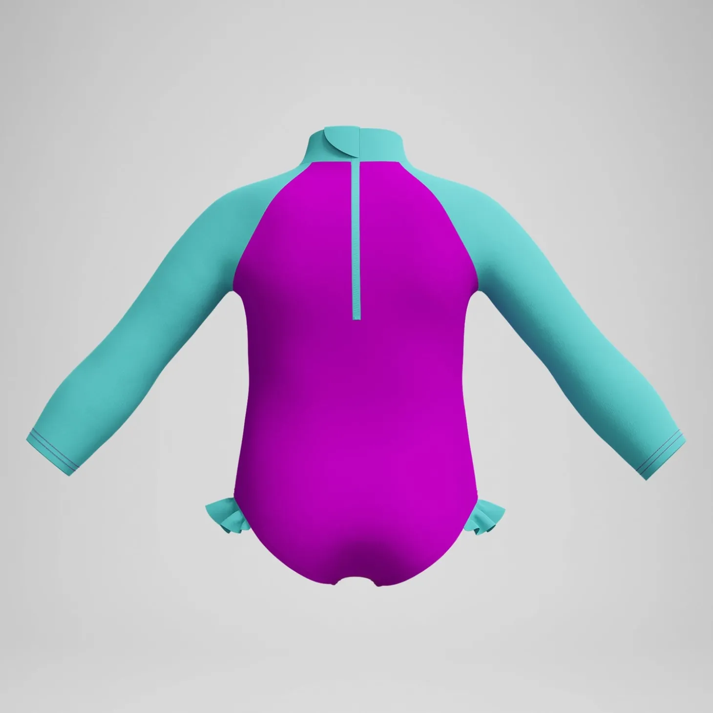 Maillot de bain Fille Digital à manches longues rose/vert