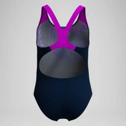 Maillot de bain Fille Digital Placement Splashback bleu marine/rose