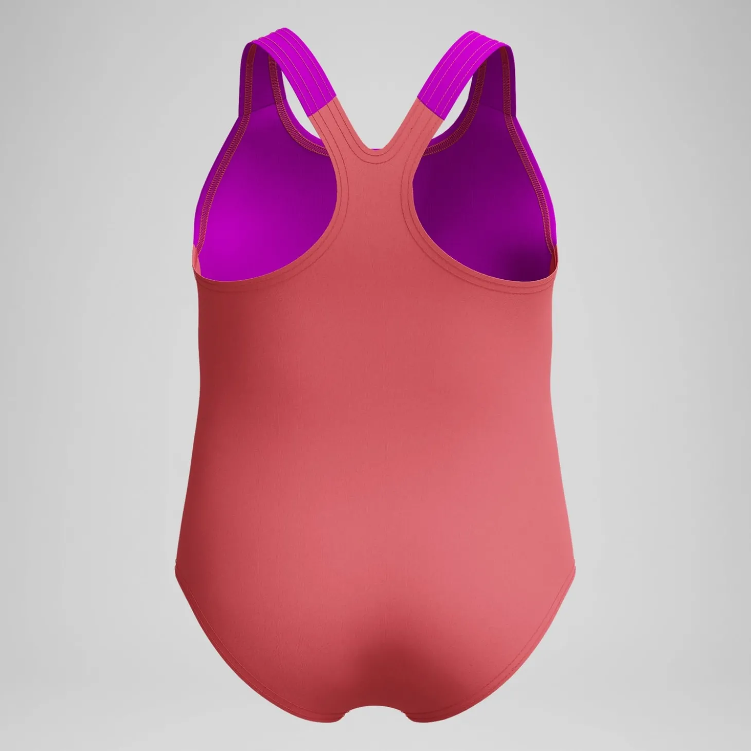 Maillot de bain Fille imprimé numérique rose/corail