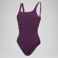 Maillot de bain gainant Femmes ContourEclipse pour Femmes Prune dandy/Rouge basque