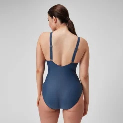Maillot de bain galbant à encolure carrée et imprimé pour Femmes Bleu épicéa/Bleu délavé