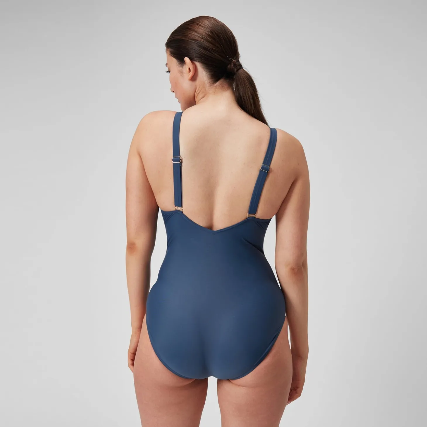 Maillot de bain galbant à encolure carrée et imprimé pour Femmes Bleu épicéa/Bleu délavé