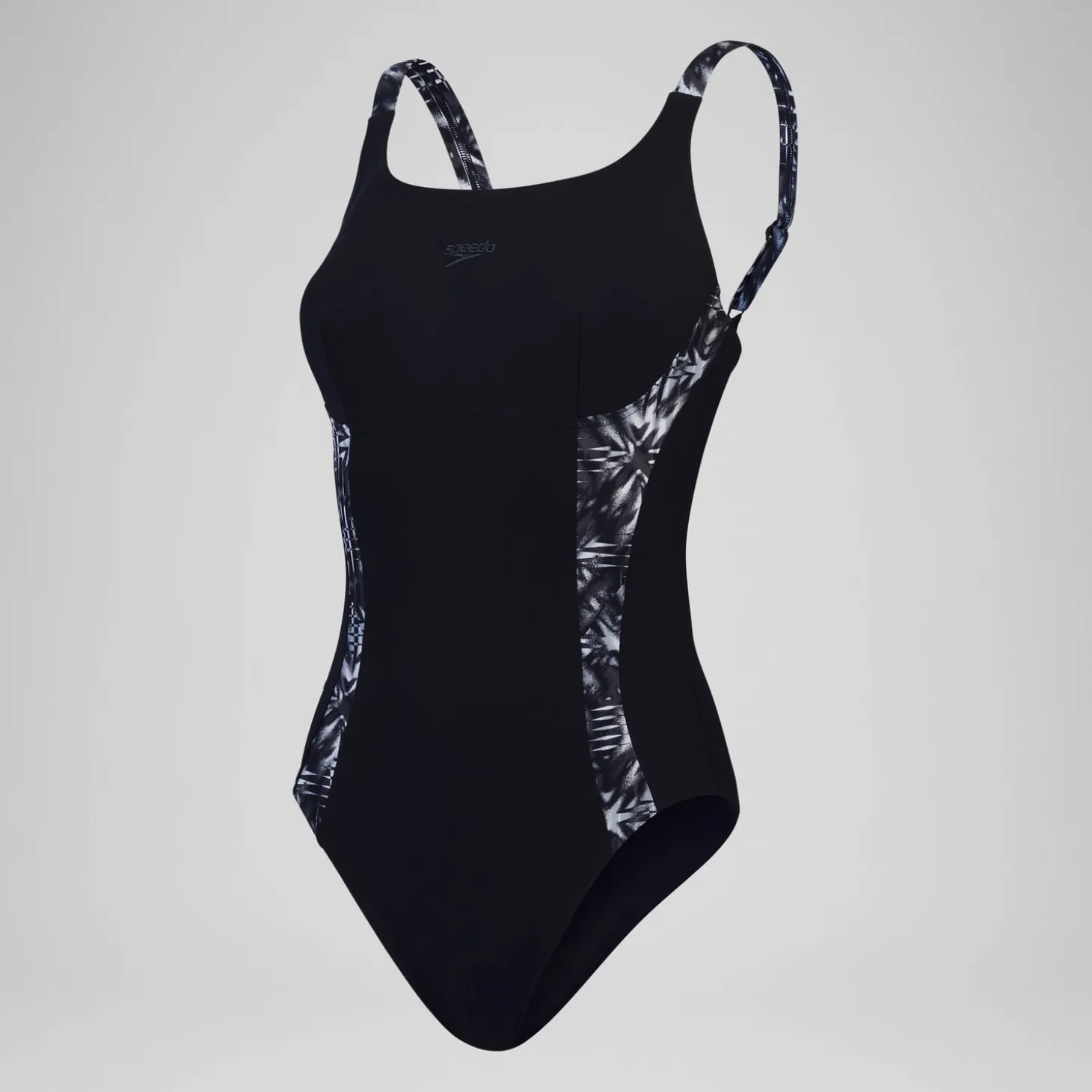 Maillot de bain galbant à imprimé Splice pour Femmes Noir/Gris oxydé/Blanc