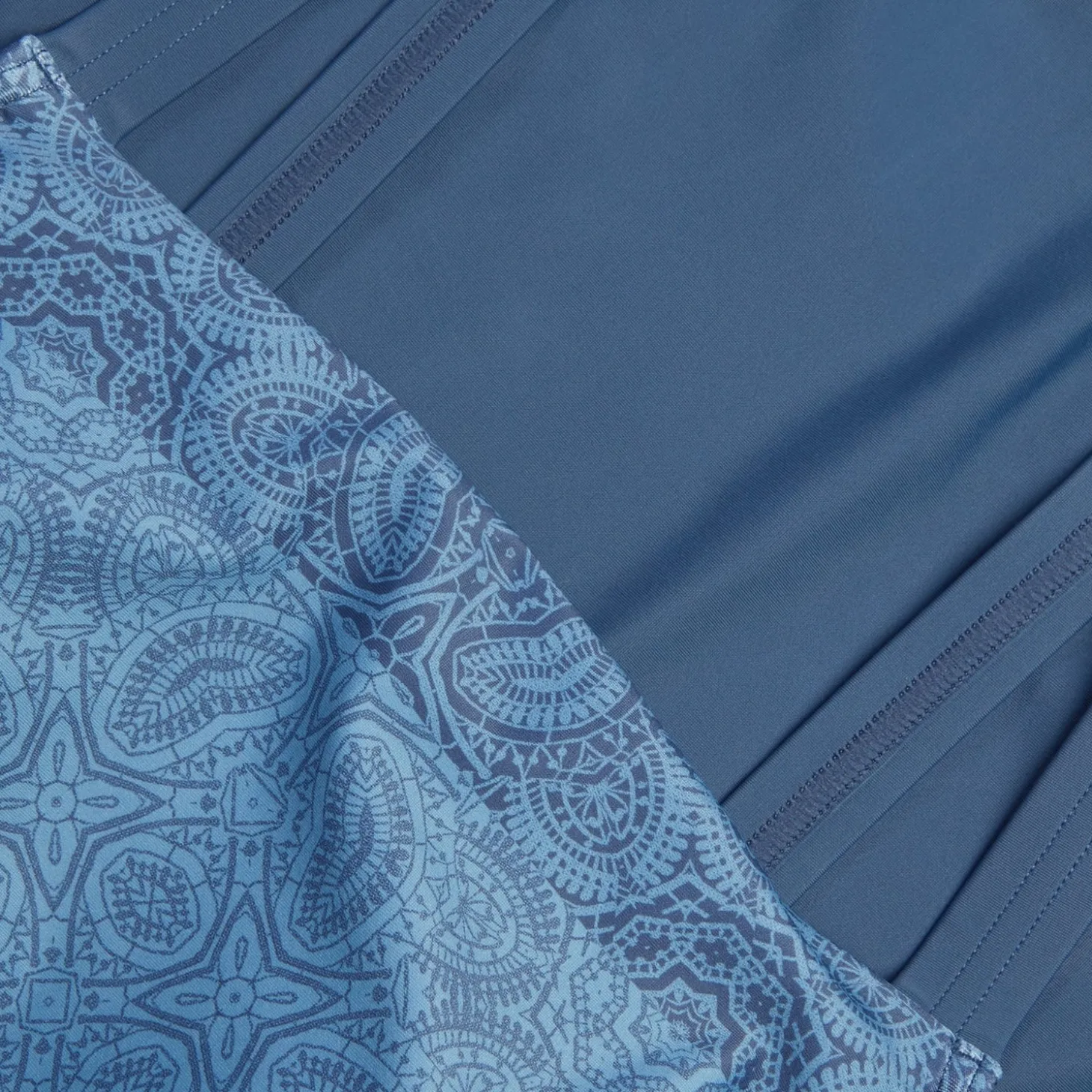 Maillot de bain galbant à encolure carrée et imprimé pour Femmes Bleu épicéa/Bleu délavé