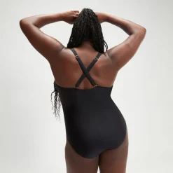 Maillot de bain grande taille Femme effet galbant col en V noir