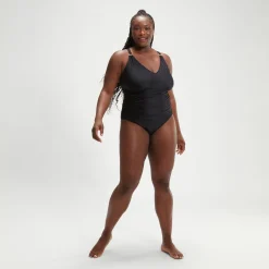 Maillot de bain grande taille Femme effet galbant col en V noir