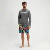 Maillot de bain graphique à manches longues Homme gris