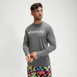 Maillot de bain graphique à manches longues Homme gris