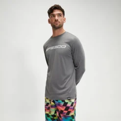 Maillot de bain graphique à manches longues Homme gris