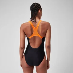 Maillot de bain 1 pièce Femmes Medley Logo pour Femmes Noir/Nectarine