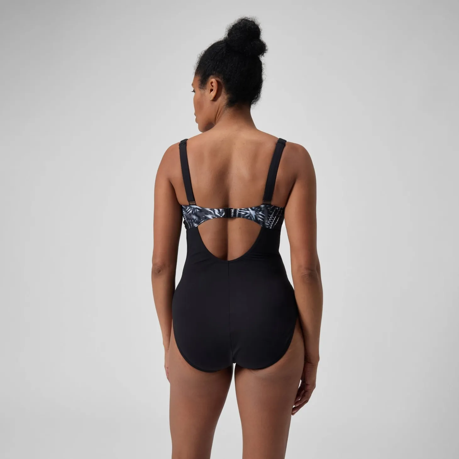 Maillot de bain 1 pièce Femmes OpusGem DD+ imprimé pour Femmes Noir/Gris oxydé/Blanc