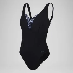 Maillot de bain 1 pièce Femmes OpusGem DD+ imprimé pour Femmes Noir/Gris oxydé/Blanc