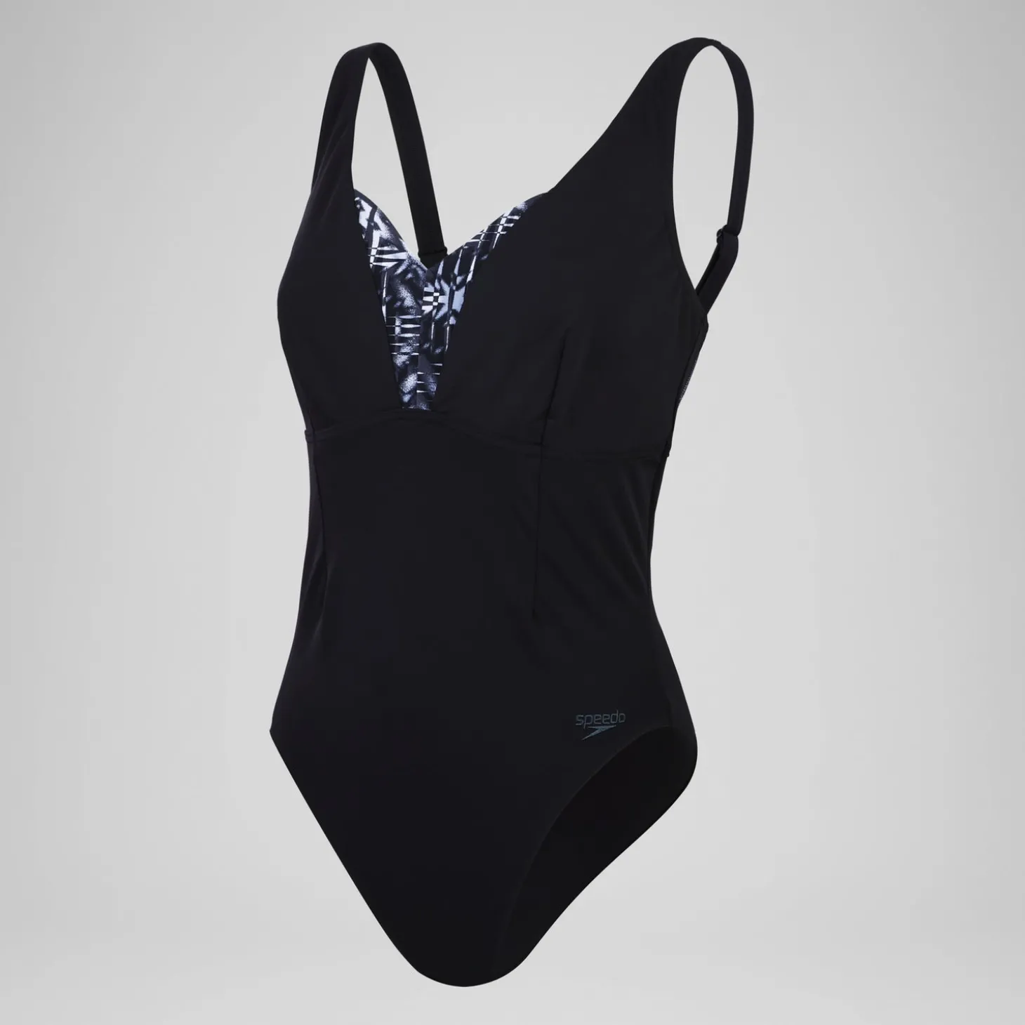 Maillot de bain 1 pièce Femmes OpusGem DD+ imprimé pour Femmes Noir/Gris oxydé/Blanc