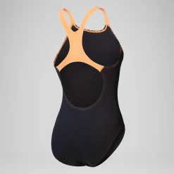 Maillot de bain 1 pièce Femmes Medley Logo pour Femmes Noir/Nectarine