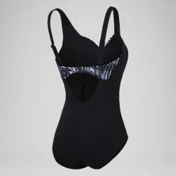 Maillot de bain 1 pièce Femmes OpusGem DD+ imprimé pour Femmes Noir/Gris oxydé/Blanc