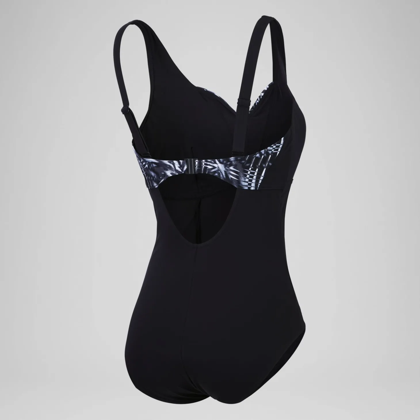 Maillot de bain 1 pièce Femmes OpusGem DD+ imprimé pour Femmes Noir/Gris oxydé/Blanc