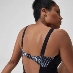 Maillot de bain 1 pièce Femmes OpusGem DD+ imprimé pour Femmes Noir/Gris oxydé/Blanc
