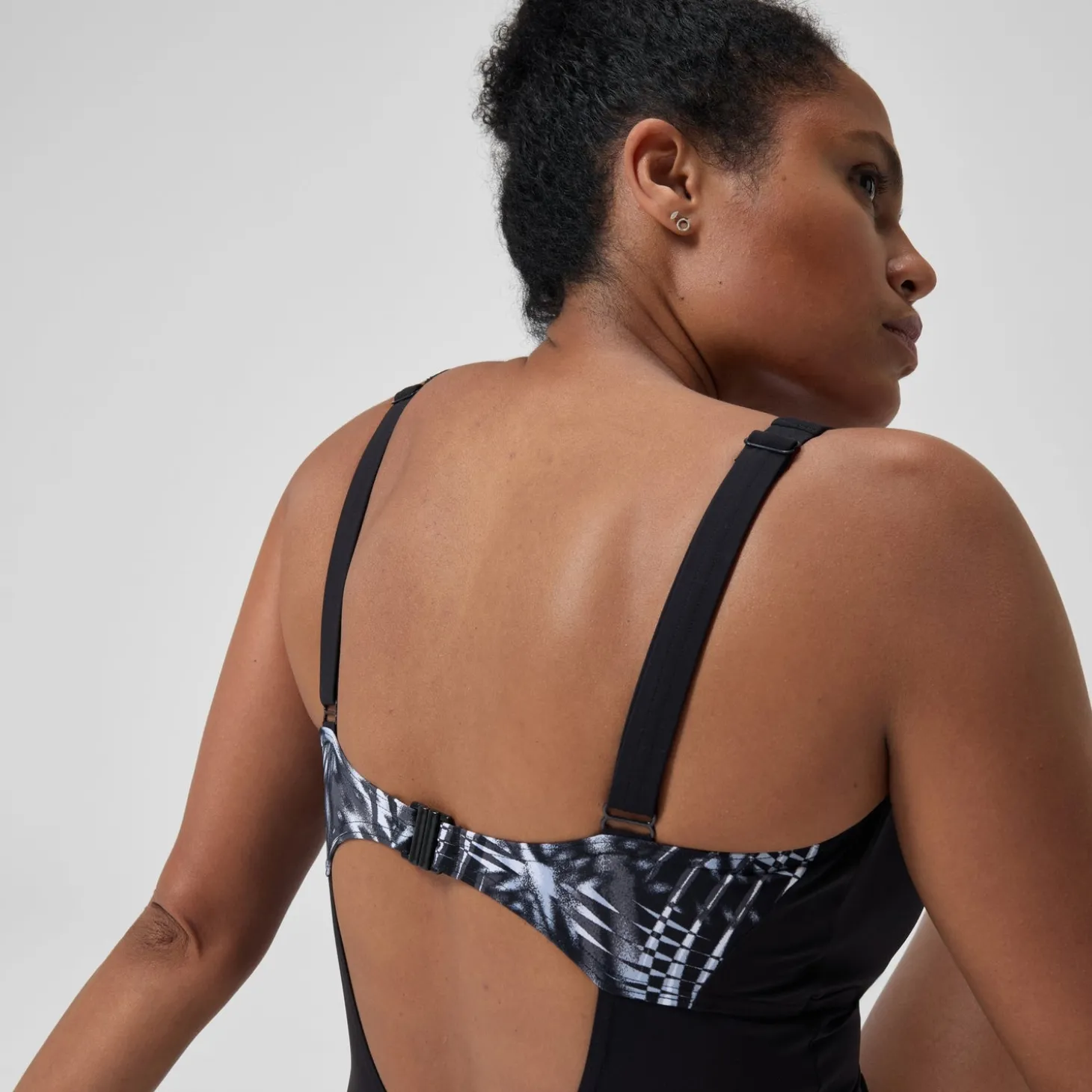 Maillot de bain 1 pièce Femmes OpusGem DD+ imprimé pour Femmes Noir/Gris oxydé/Blanc