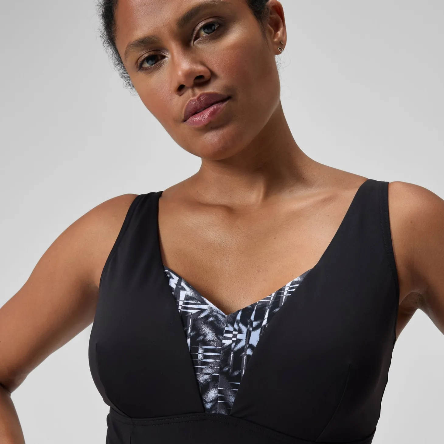 Maillot de bain 1 pièce Femmes OpusGem DD+ imprimé pour Femmes Noir/Gris oxydé/Blanc