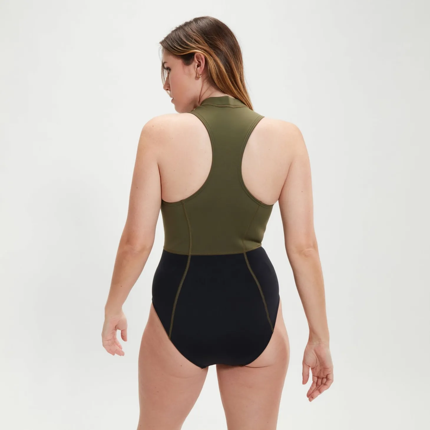 Maillot de bain thermique sans manches pour femmes Noir/Vert