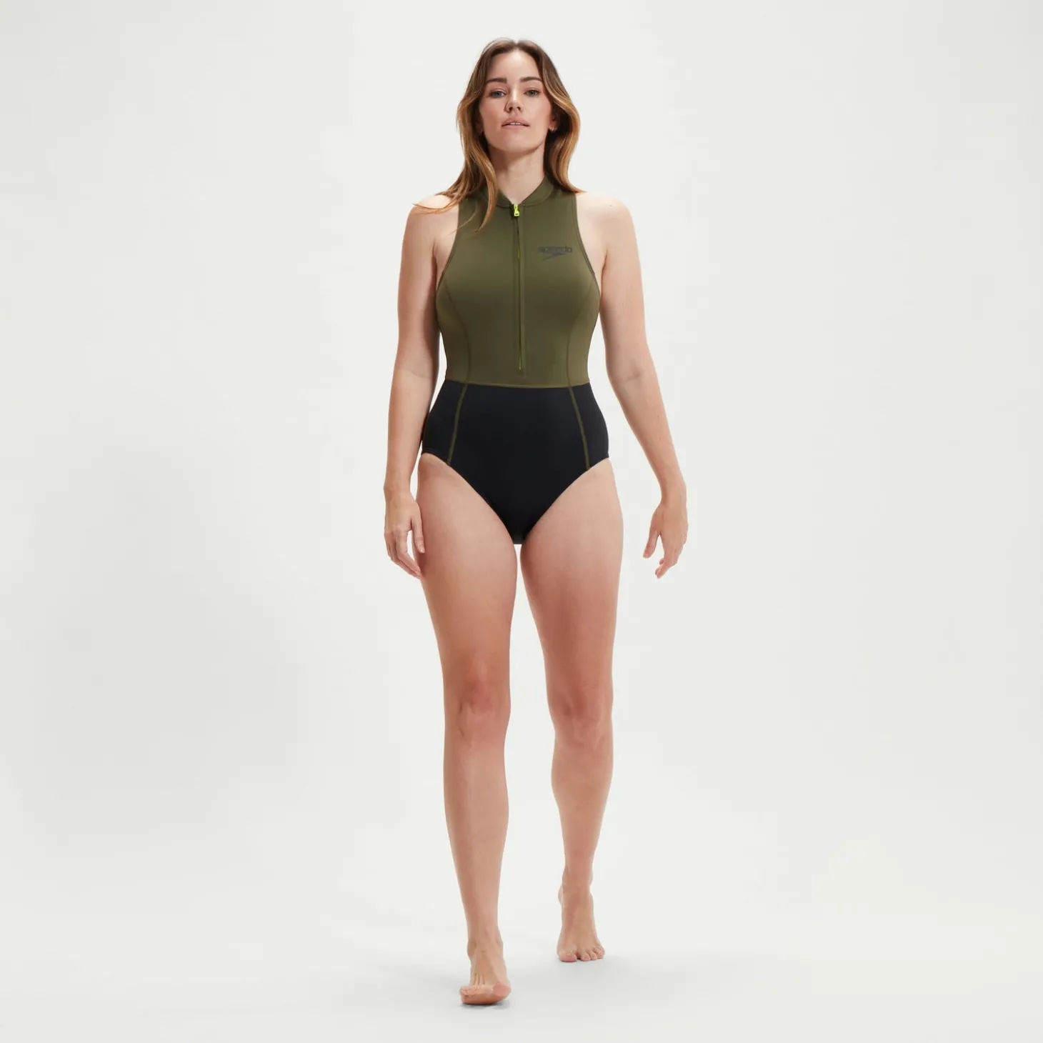 Maillot de bain thermique sans manches pour femmes Noir/Vert