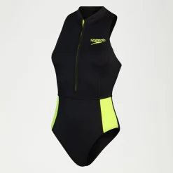 Maillot de bain thermique sans manches pour femmes Noir/Jaune